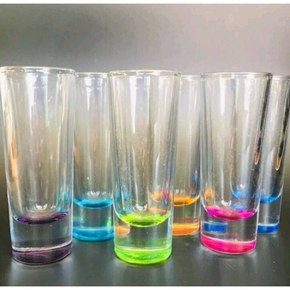 Pier 1 Imports Set Of 6 Shot Glasses (2 oz.) Colored/Mexico - Retired (NIB)